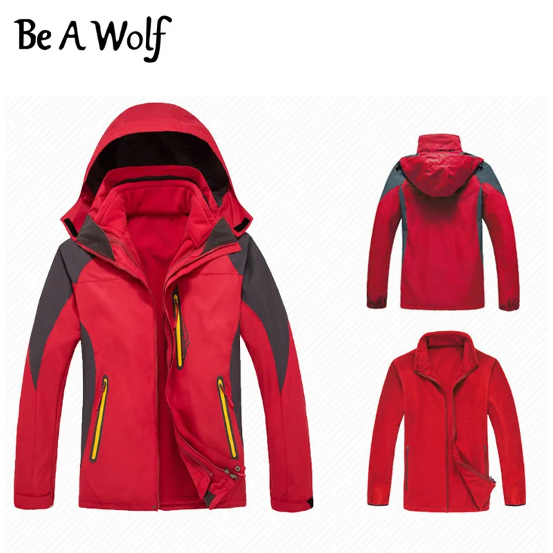 Походная куртка Be A Wolf для мужчин и женщин, для спорта на открытом воздухе, кемпинга, лыж, охоты, рыбалки, водонепроницаемая ветровка, зимние куртки с подогревом A1218 - Цвет: Men-Red