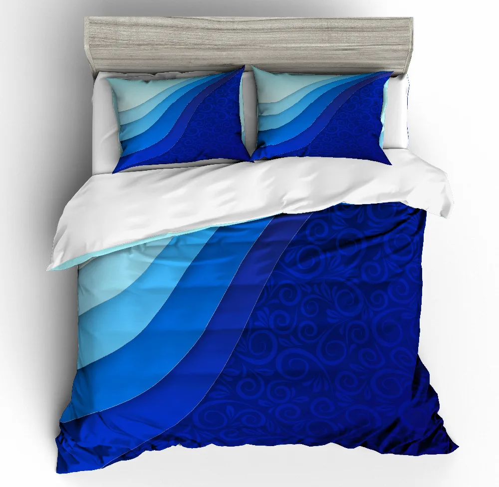 

MUSOLEI 3D Duvet Cover Set Seawater progressive geometric pattern Bed Sheet Twin queen king
