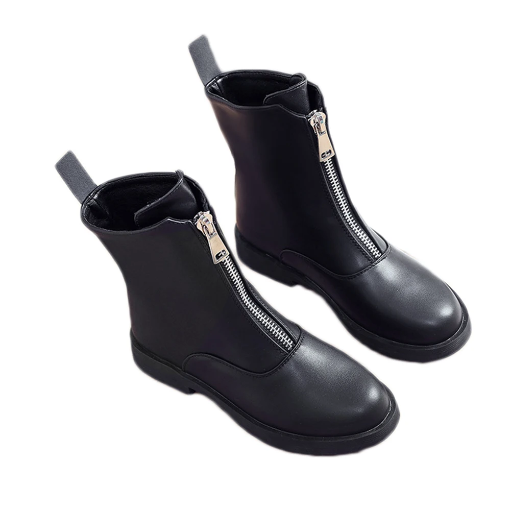 Весенне-зимние сапоги; фирменный дизайн; сапоги до середины икры; непромокаемые сапоги; обувь из искусственной кожи; Женские однотонные резиновые водонепроницаемые сапоги - Цвет: Черный