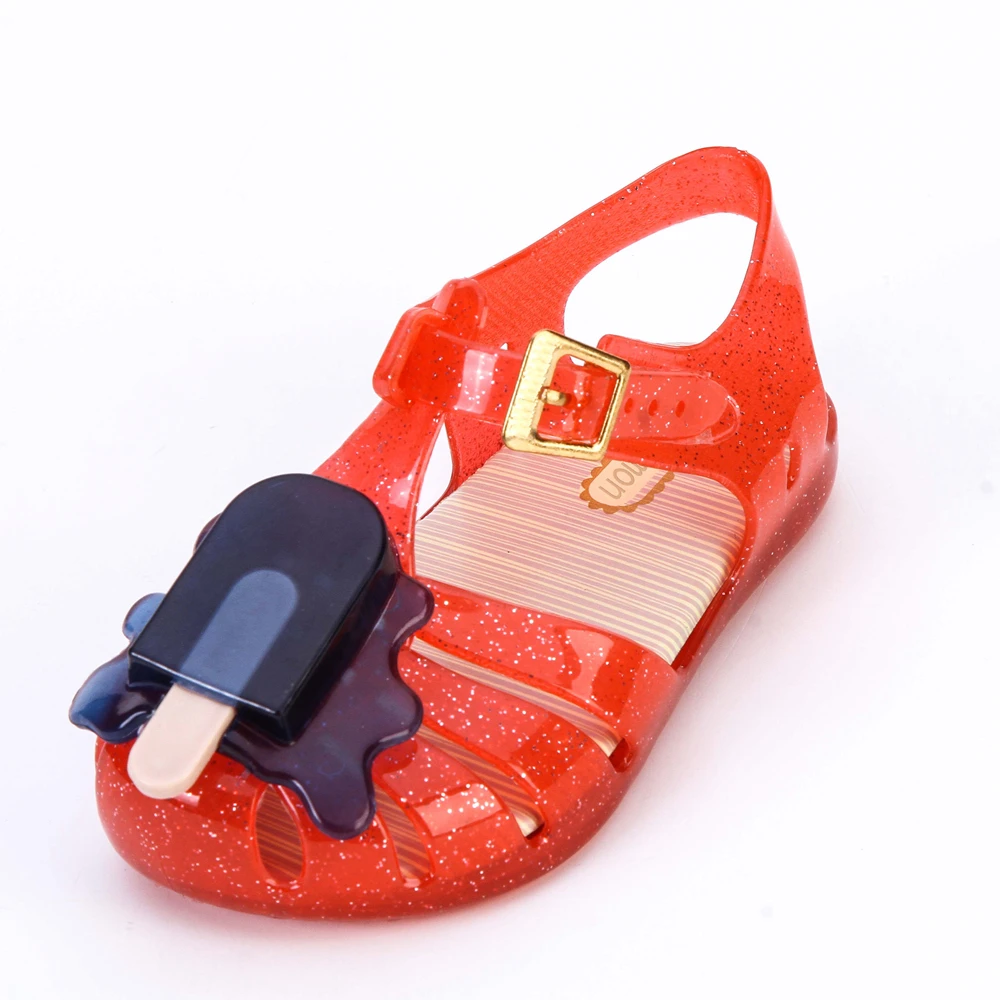 

Mini Melisa 2018 New Summer Ice-lolly Girls Sandals Big Size Kids Shoes Soft Insole Hook Loop Hollow Out Shoe Size 8-13