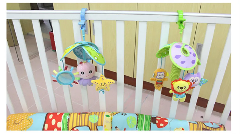 Детские игрушки кровать коляска детские мобильные Висячие погремушки с милым животным, вращающиеся колокольчики развивающие игрушки