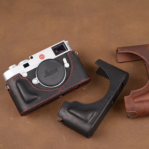 

EDMTON Brand Genuine Leather Camera Case Handmade Half Body Bag Bottom Cover For Leica M10 Open Battery Design
