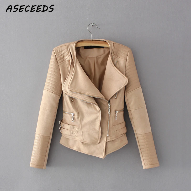 Faux leather jacket women spring zipper ladies suede motorcycle coat punk biker jackets 2018 Street long sleeve biker jacket Faux leather jacket women spring zipper ladies suede motorcycle coat punk biker jackets 2018 Street long sleeve biker jacket