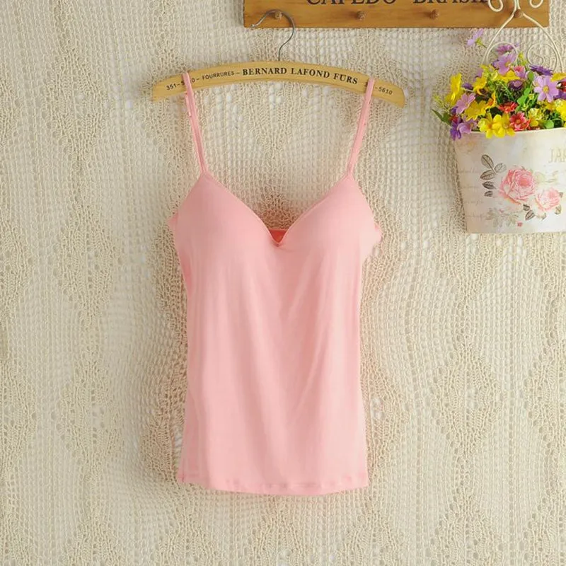 new summer Adjustable Strap Built In tank tops women sexy strappy bralette bralet tops sleeveless halter camis Camisole DD02