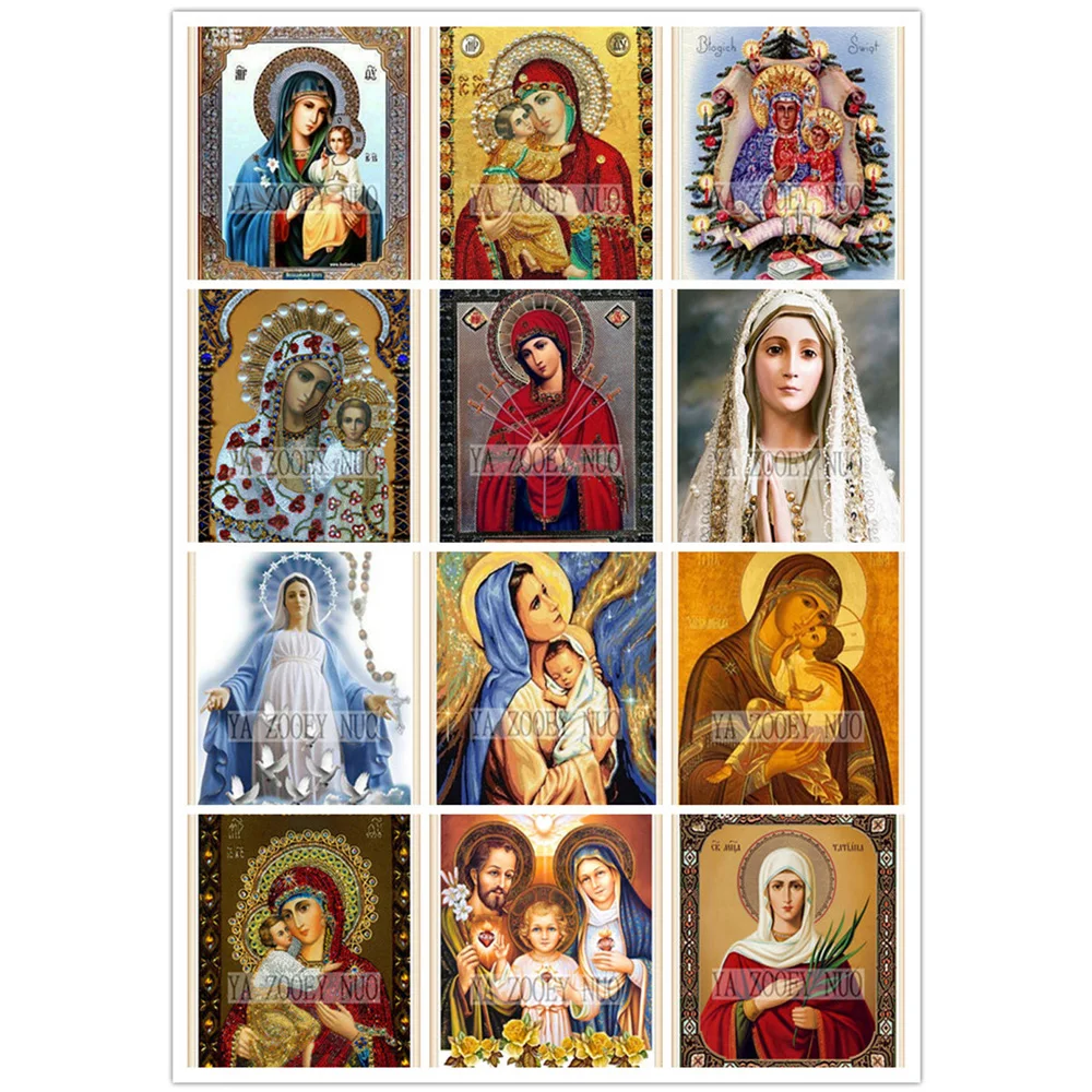 

YA ZOOEY NUO DIY diamond painting cross stitch People diamond embroidery portrait Virgin Mary mosaic Full round drill decorK1242