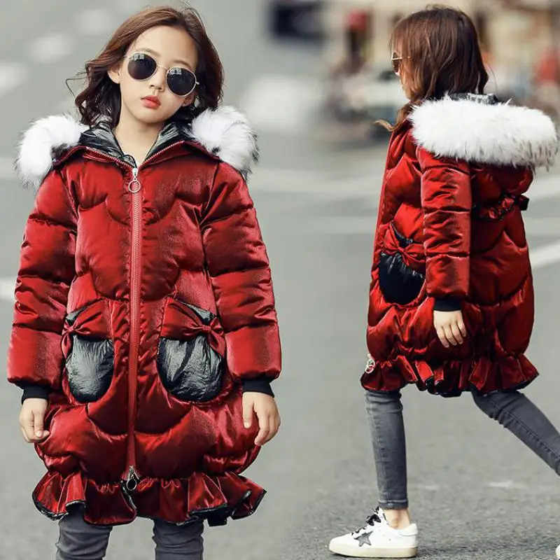 

2018 Kids Down Jackets Girls Long Winter Coat New Teenagers Cotton Down Jacket Child Thick Coat Girls Outerwear & Coats Snowsuit