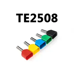 100 шт. TE2508 2X14 AWG входа провода и кабели наконечник для проводов для 2X2.5mm2, 8,0 мм Медь Длина