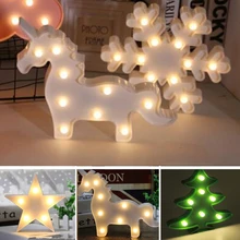Battery Powered Cute LED Unicorn Night Lights Marquee Sign Cactus Star Snowfake Luminary Wall Lamp Festival Holiday Decoration