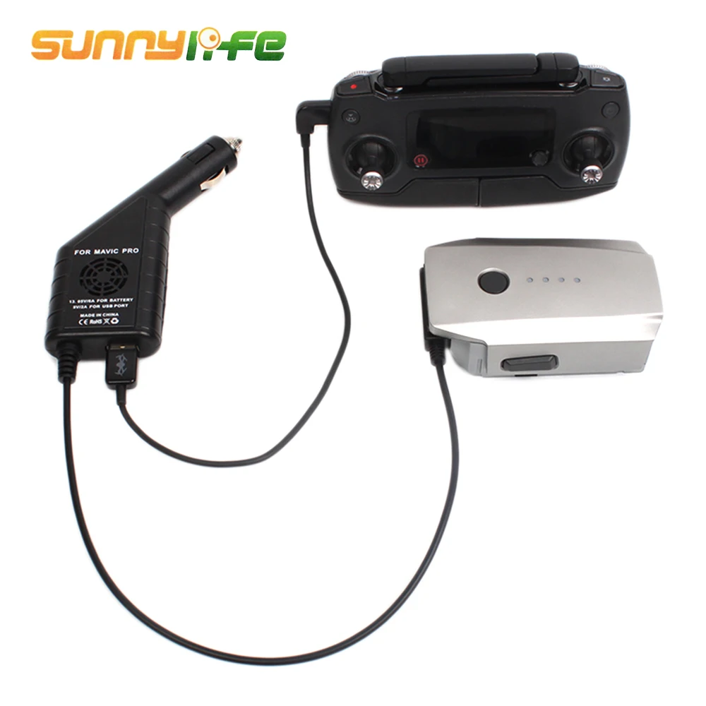 

SUNNYLIFE 2 in 1 51cm Length Cable USB Port Car Charger Battery Charger Charging for DJI Mavic Pro Platinum Drones Accessories