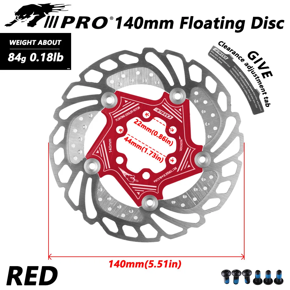 Горный велосипед MTB DH 6 дюймов 160/180/203 мм охлаждения диск Тормозные рассеивания тепла тормозной ротор вниз горка плавающий велосипедный тормоз ротора IIIPRO - Цвет: 140mm red