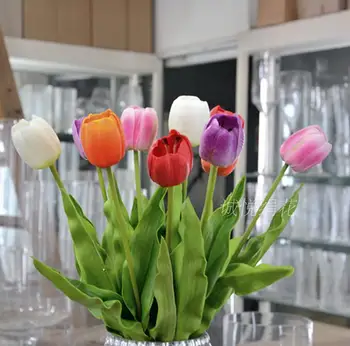 

of single small tulip Pu material flowers flower decoration furniture and ornaments silk flower Home Furnishing