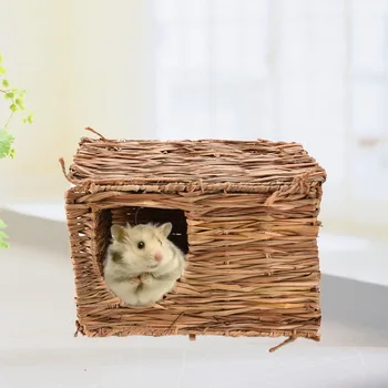 

Handcraft Straw Knitted Woven Hamster Grass Nest House Manmade Nature's Hideaway Couch Toy Small Pet Animal Home Cage