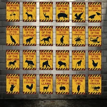 [ Kelly66 ] Beware Of The Dog Pig Horse Wolf Monkey Metal Sign Tin Poster Home Decor Bar Wall Art Painting 20*30 CM Size Dy82