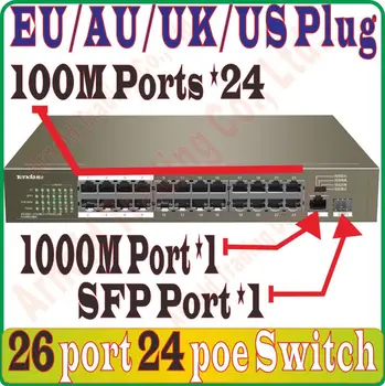 

Max. PoE 225W 26 ports PoE Switch with 24 PoE ports power to ip camera,wireless ap,24-port PoE Switch with 1 Gigabit RJ-45 Prom-