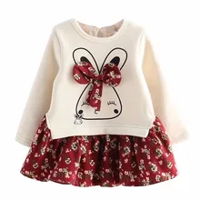 Puseky/комплект одежды для маленьких девочек; платье принцессы с цветочным принтом и принтом кролика; одежда; платье для девочек; vestido menina От 1 до 6 лет