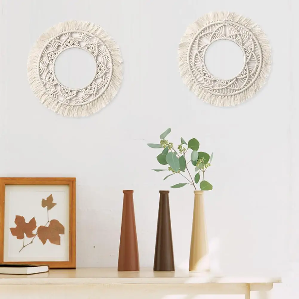 1 Pcs Bohemian Fringed Wall Frame Handmade Lace Style Wall-mounted Picture With Stripe Decoration For Home | Дом и сад