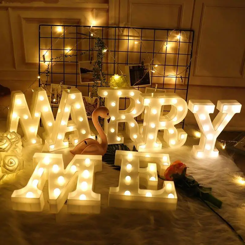 DIY белый светодиодный ночник с буквенным принтом, креативный Английский алфавит, номер батареи, лампа для романтической свадебной вечеринки, Рождества, домашнего декора стен