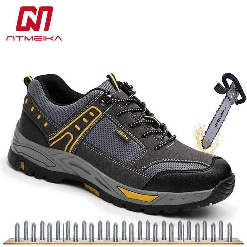 

Fashion Lightweight Safety Shoes Men Breathable Steel Toe anti-smashing sneakers Protective Work Boots Big Size 36-45 MB-203