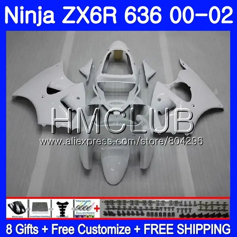

Bodys For KAWASAKI NINJA ZX 600 CC 6 R ZX636 ZX6R 00 01 02 19HM.16 ZX 636 ZX-6R Glossy white ZX-636 ZX 6R 2000 2001 2002 Fairing