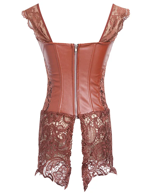 Leather Corset Bondage Cinta Modeladora Lace Corset Dress Corpete Gothic Clothing Latex Corset Steampunk Clothing Plus Size 6XL (9)