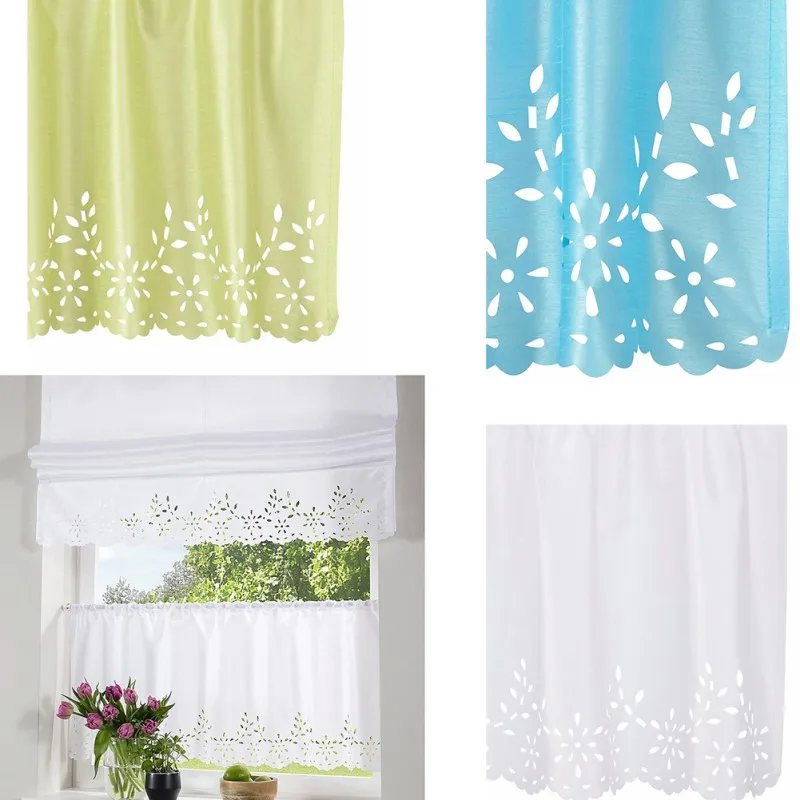 

White coffee curtain for kitchen half window tulle curtains rustic kitchen Living room curtains Europe style short panel cortina