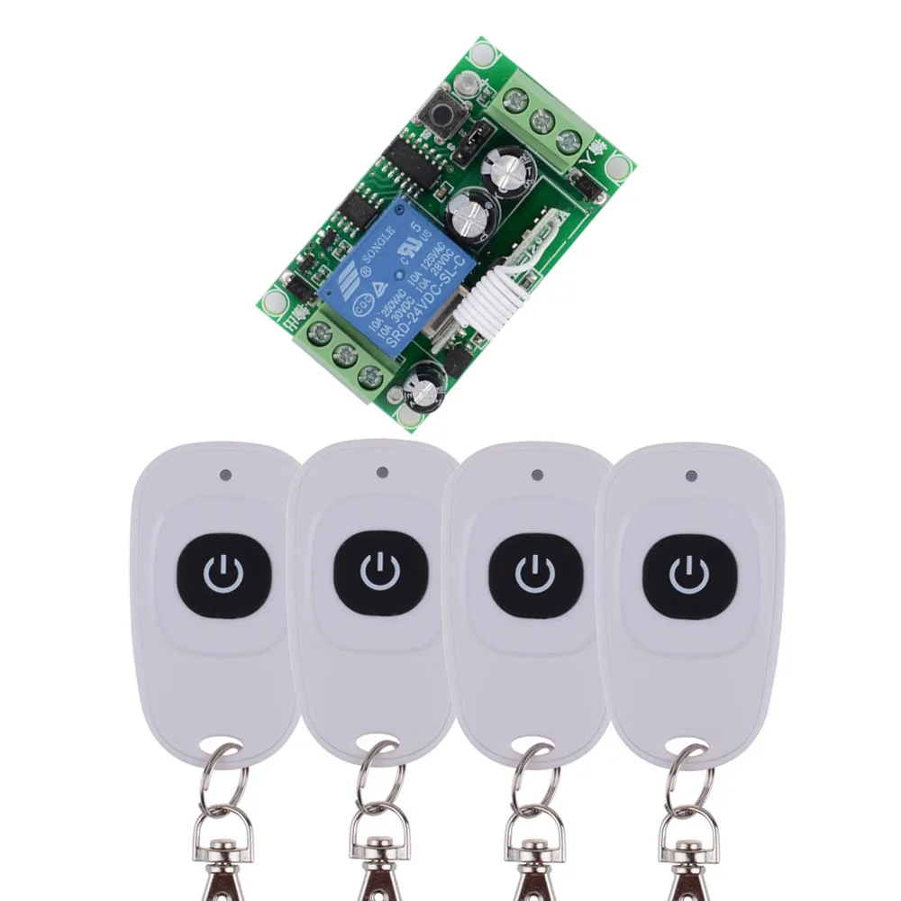 DC 24 В 1CH 10A реле RF беспроводной пульт дистанционного управления переключатель беспроводной светильник приемник с одной кнопкой Белый передатчик - Цвет: 4