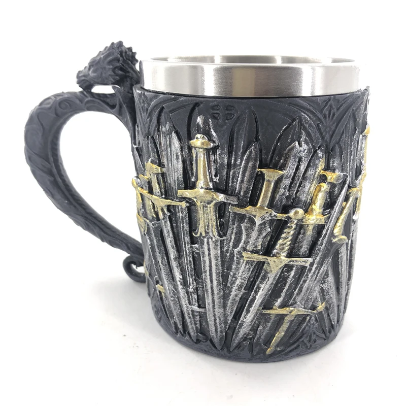 Игра престолов Кружка ДРАКОН железный меч из нержавеющей стали Смола 3D кружка для пива, кофе посуда для напитков