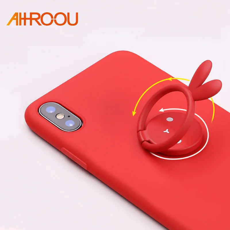 

AHHROOU For iPhone 8 Cover with Stand Magnetism For iPhone 8 Plus Soft Case Ring Holder Protective Metal Shell Luxury Brand