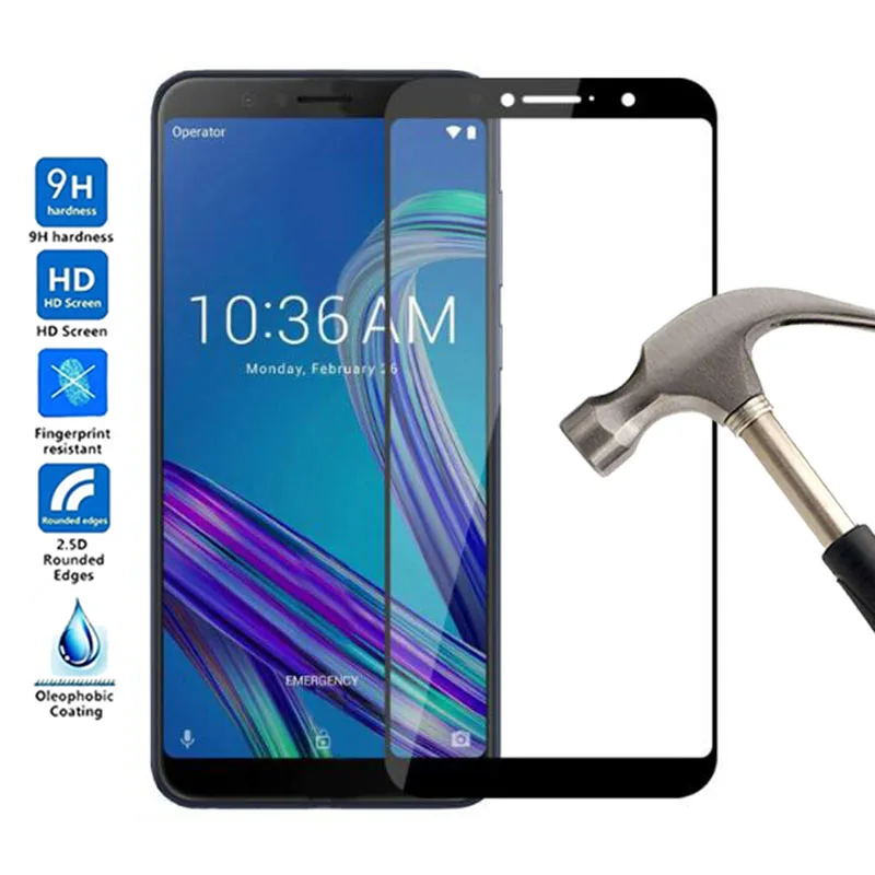 Film De Protection En Verre Trempé 5D Complet Pour Asus Zenfone Max Pro (M1) X00TD - Anti-choc, Anti-rayures, Cadre Noir