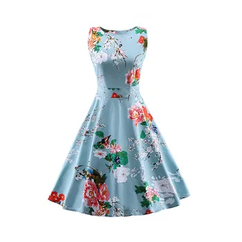 

Vestidos S-4XL Plus Size Women Dress Summer Floral Print Retro Casual Party Robe Pinup Rockabilly 50s Vintage Dresses