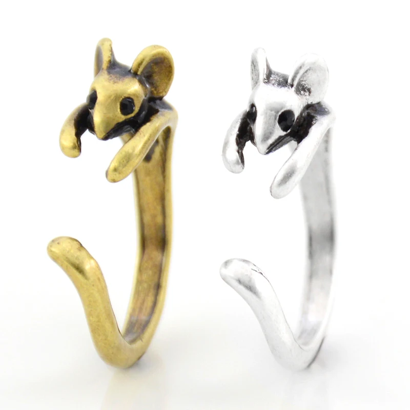 Ретро Бохо мини мышь Анель пара кольцо панк животное щенок Anillos Bague Femme любовь кольца для мужчин и женщин ювелирные изделия подарок на день рождения