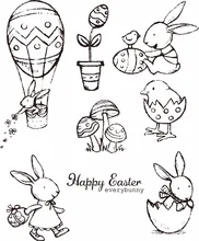 Happy Easter Rabbit Clear Silicone Stamp/Seal for DIY scrapbooking/photo album Decorative clear stamp sheets H019