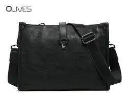 Оливки последнее поступление черная кожаная сумка мужская через плечо сумки на плечо роскошные Бизнес конверт мешок мужской портфель