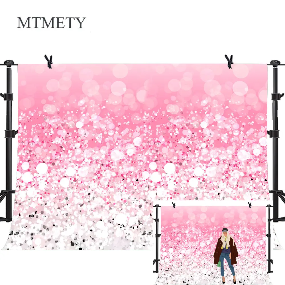 

MTMETY Pink Dots Shiny Light Bokeh Love Birthday Party Baby Food Portrait Photographic Backdrops Photo Background Photo Studio