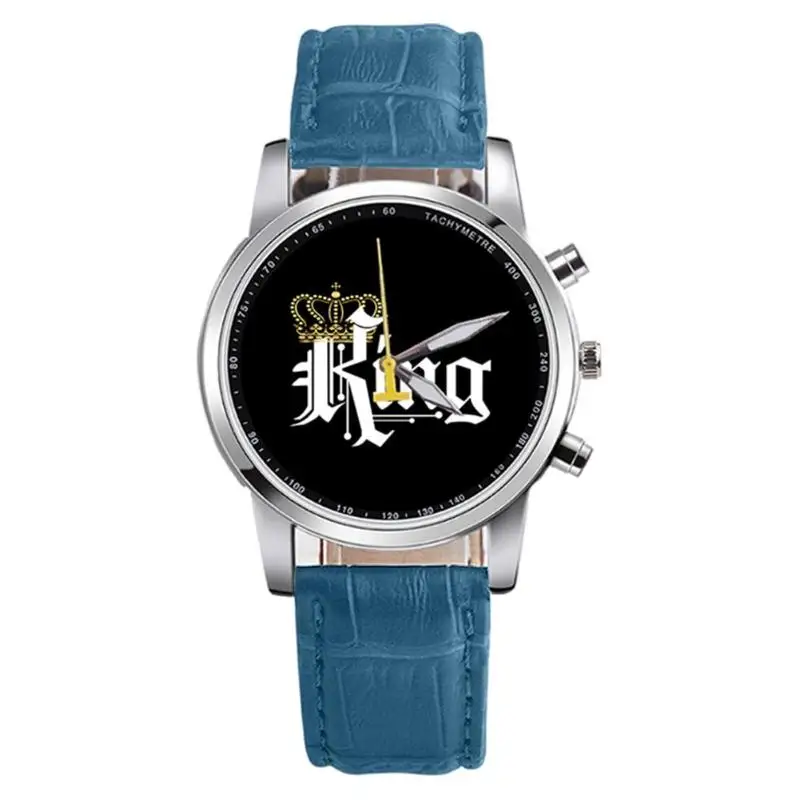 New King Queen Leather Watches Women Lovers Quartz Watch Men Brand Luxury Wristwatch Female Male Quartz Lover`s Watches