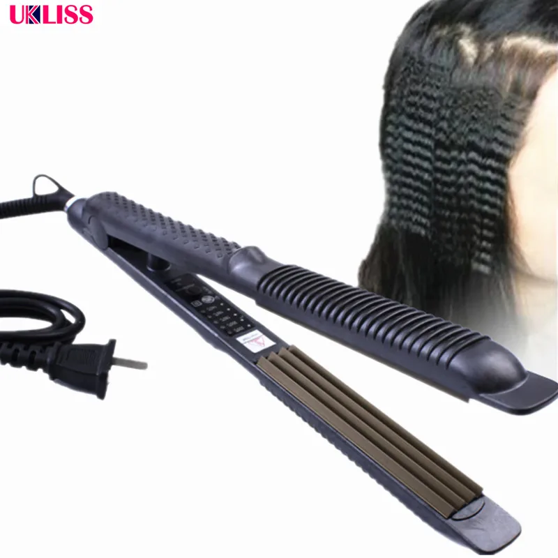 

Portable Ceramic Hair Care Curl Straightener Flat Iron Perm Splint Tourmaline Ceramic Curved Plates Flat Iron Hair Straightener