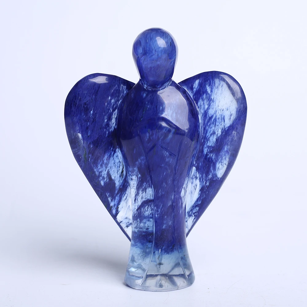 14*10cm Natural quartz crystal Blue Melting angel figurines for Charms