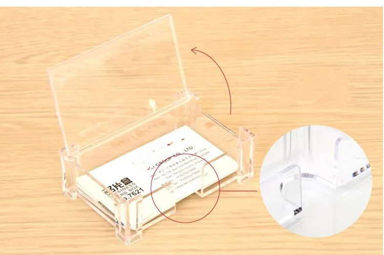 Прозрачный пластиковый футляр для хранения визиток чехол с крышкой бизнес-держатель для карт Настольный органайзер для дома и офиса