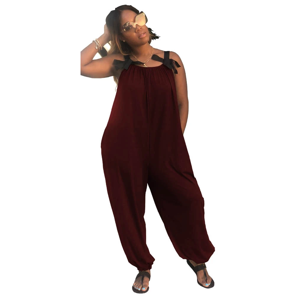 Casual Jumpsuit Women Overalls Sleeveless Spaghetti Strap Loose