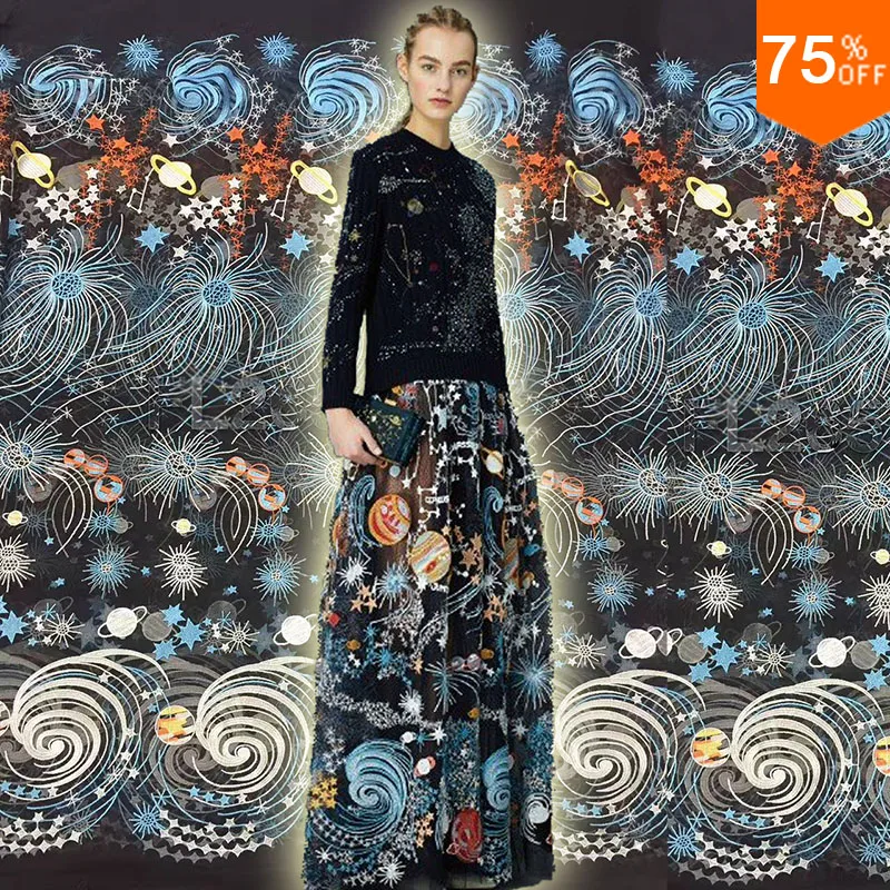 new Max Star sky powderful design most colorful Luxury elegant embroidery lace for Dress competition complex | Дом и сад