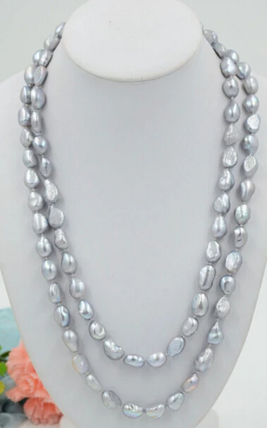 

HOT## Wholesale >>>> P4799 50" 14mm gray baroque freshwater cultured pearl necklace