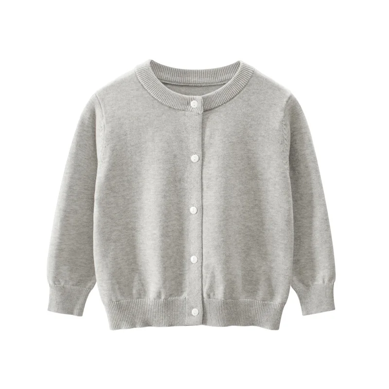 

Boys and Girls Casual Sweaters Autumn Winter 2019 Kids Buttons Knitted Solid Gray Sweater Children Long Sleeve O-Neck Pink Tops