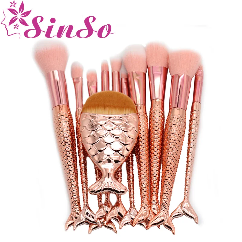 

Mermaid Brush Set Fish Mermaid makeup brushes Tools Kit Rose Gold Handle Make up Cosmetics pincel maquiagem pinceau maquillage