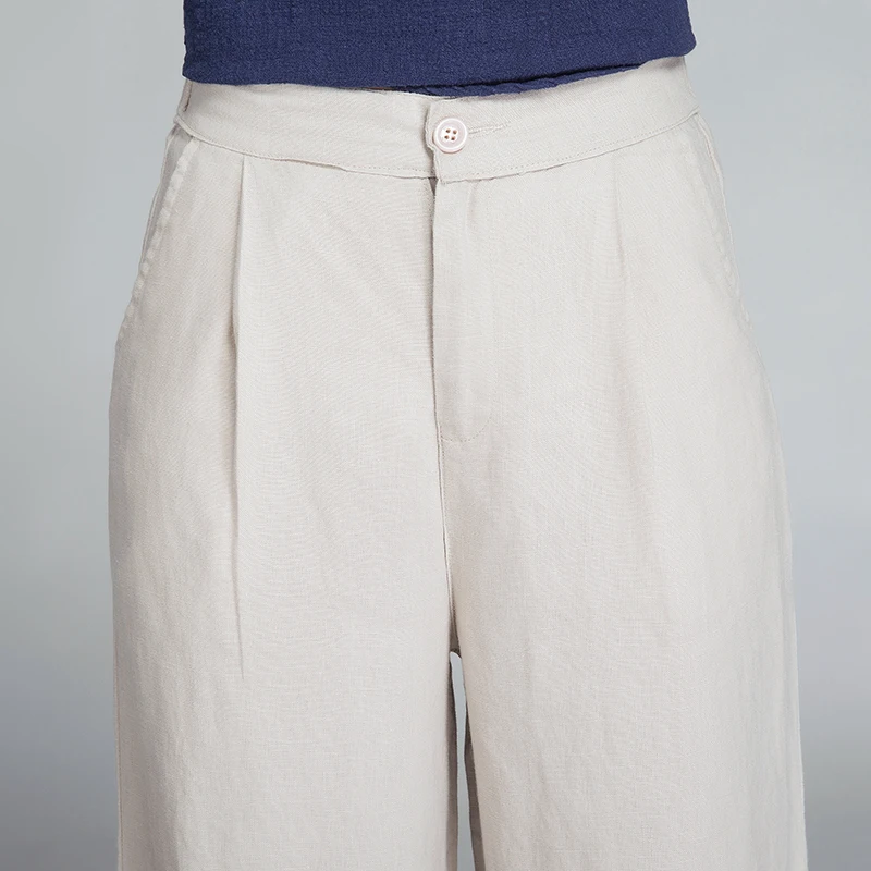 Lin Mince Neuf blanc Décontractés Casual Lâche Vêtements Beige De kaki Et noir Pantalon Été rose Large Femmes Pantalon Coton Pantalon Jambe Porter 2018 w4aItq4