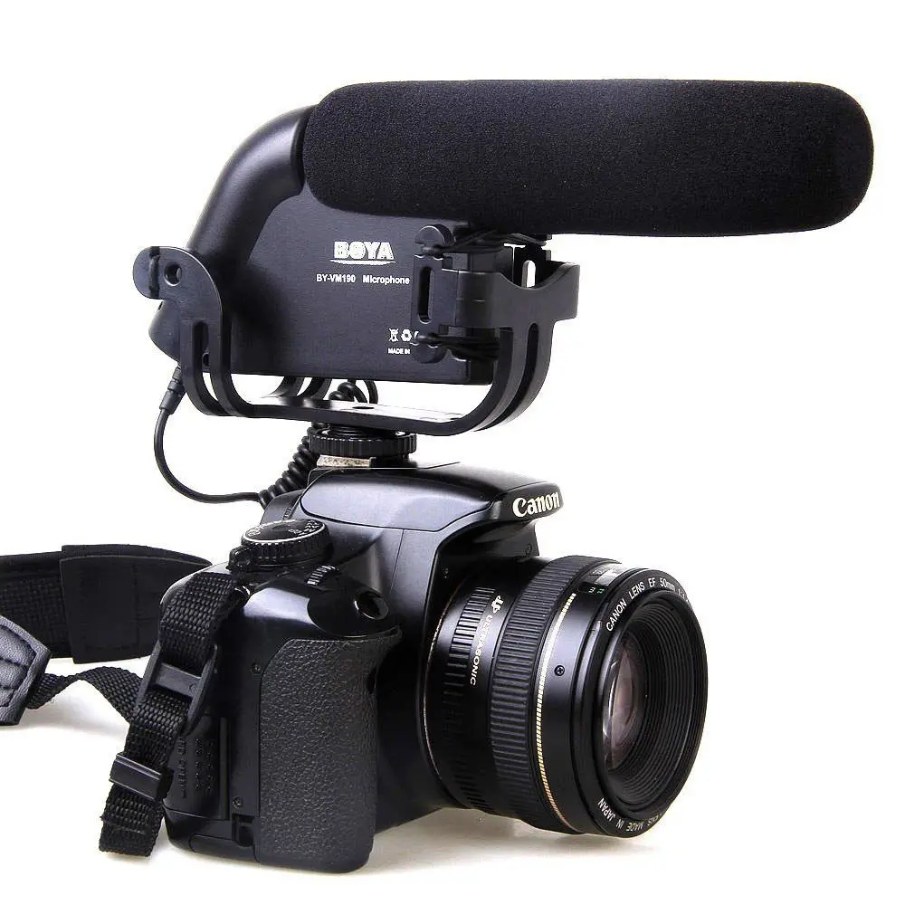 

BY-VM190 Shotgun Condenser Microphone for Canon Rebel T6s T6i T5i T4i 7D 6D 800D 760D 750D 700D 650D 200D 80D 77D 5D II/III/IV