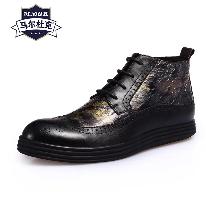 Мужские ботинки-дезерты из натуральной кожи в британском стиле, модная повседневная кожаная обувь на толстой подошве, с резным узором