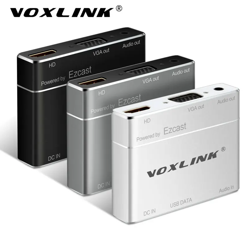 

VOXLINK 3 in 1 USB to HDMI/VGA+Audio Converter Digital AV Adapter Powered by EZcast for IOS and Android Devices Windows Computer