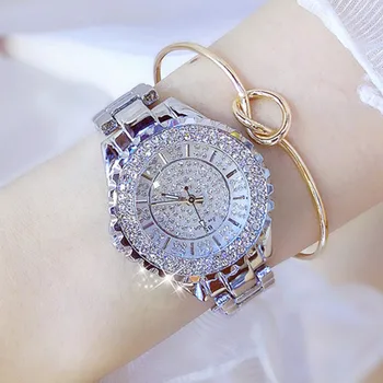 

New hot selling 2019 fashion chain quality crystal watch for women Fashion&Casual Chronograph Hardlex Round dial Bracelet Clasp