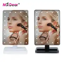 22 LEDs Light Adjusted Touch Screen Makeup Mirror 360 Degree Rotating Vanity Square Desk Stand Cosmetic Mirror Make Up Tools