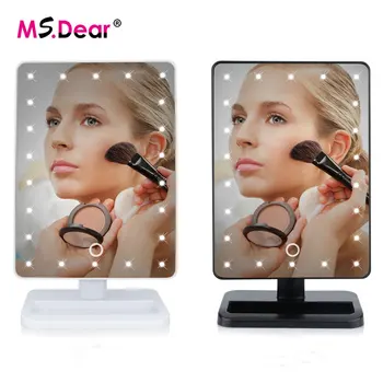 

22 LEDs Light Adjusted Touch Screen Makeup Mirror 360 Degree Rotating Vanity Square Desk Stand Cosmetic Mirror Make Up Tools